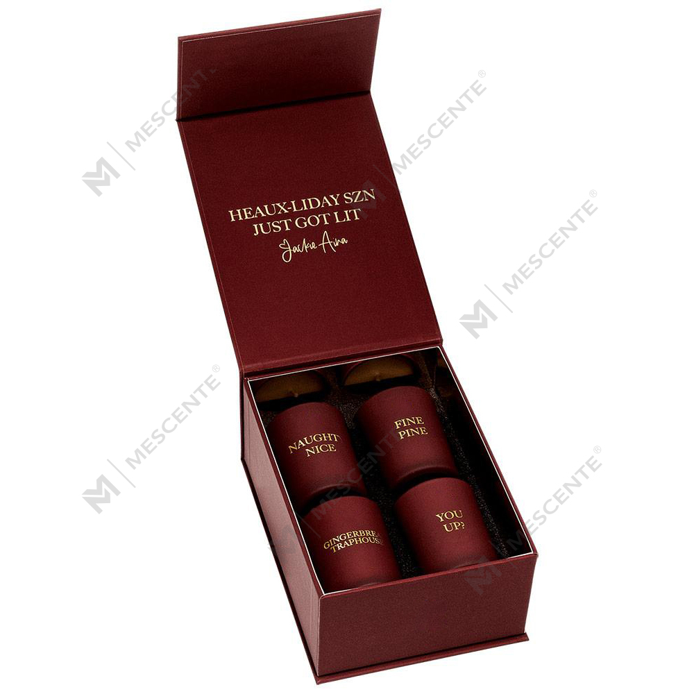 Coffret cadeau de 4 bougies parfumées aromatiques de luxe de marque privée M&Scent pour la décoration intérieure