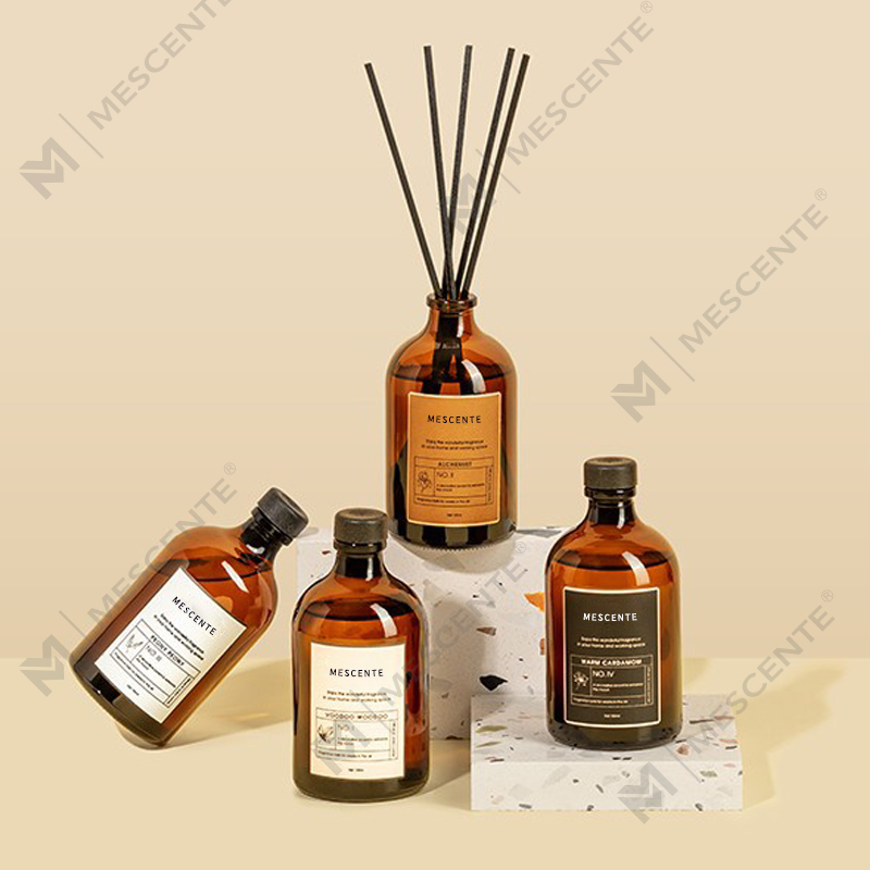 Grand diffuseur à roseaux en fibre de verre irisé de luxe de 100 ml, noir et or, solvant désodorisant