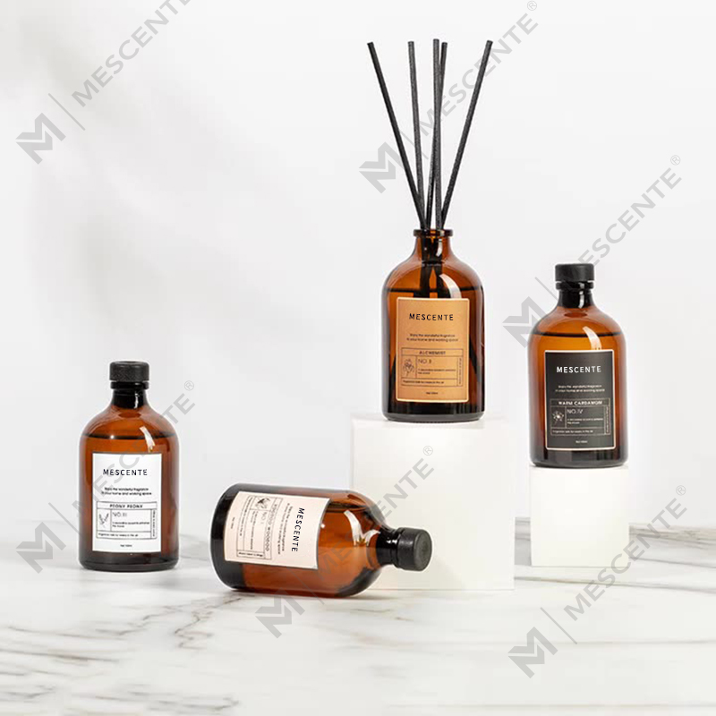 Grand diffuseur à roseaux en fibre de verre irisé de luxe de 100 ml, noir et or, solvant désodorisant