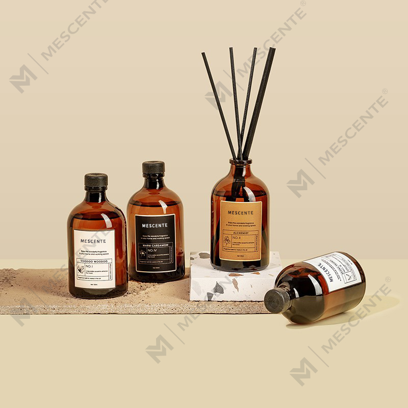 Grand diffuseur à roseaux en fibre de verre irisé de luxe de 100 ml, noir et or, solvant désodorisant