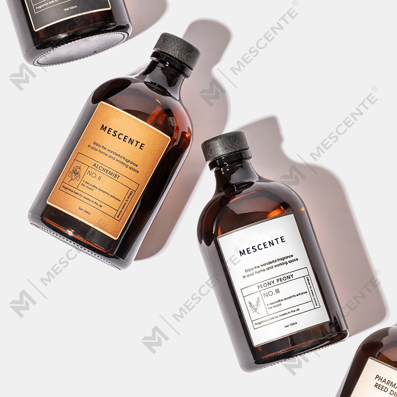 Grand diffuseur à roseaux en fibre de verre irisé de luxe de 100 ml, noir et or, solvant désodorisant