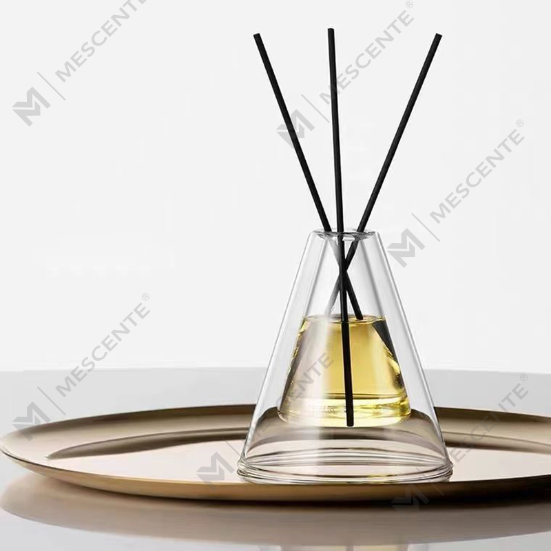 Grande bouteille en verre hexagonale personnalisée Essenza unique, diffuseur de roseaux à arôme d'air supplémentaire givré blanc, parfum d'intérieur, diffuseurs de roseaux de Noël