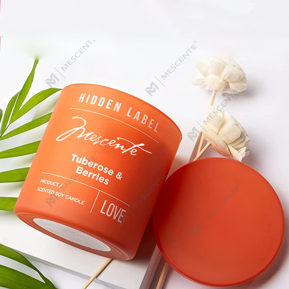 Bougies parfumées en cire de soja avec cristaux, pots noirs de luxe de marque privée M&Scent en gros