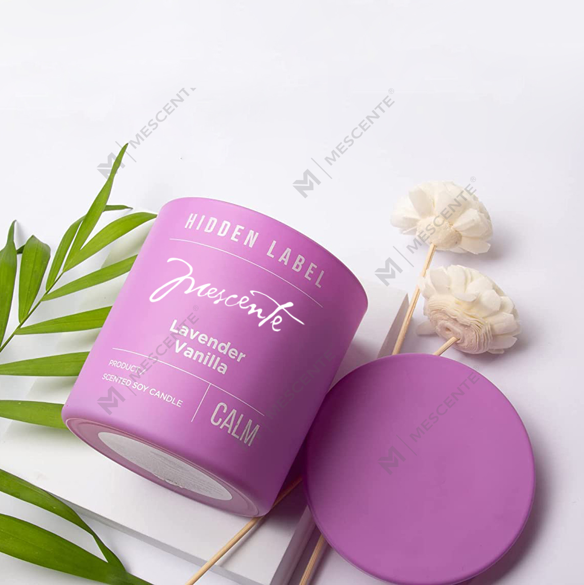 Bougies parfumées en cire de soja avec cristaux, pots noirs de luxe de marque privée M&Scent en gros