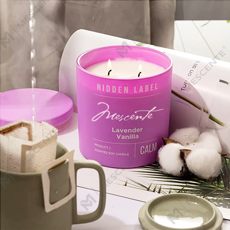 Bougies parfumées en cire de soja avec cristaux, pots noirs de luxe de marque privée M&Scent en gros