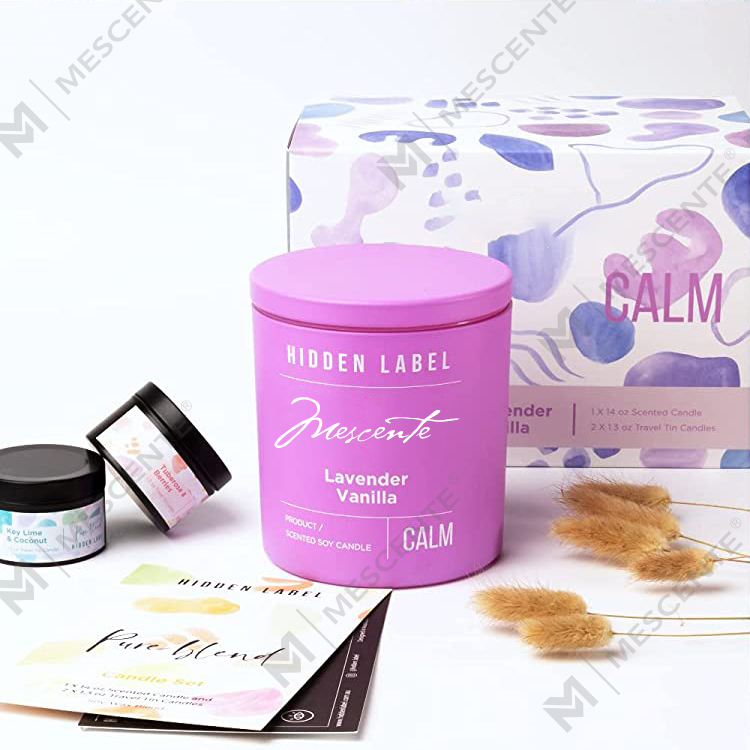 Bougies parfumées en cire de soja avec cristaux, pots noirs de luxe de marque privée M&Scent en gros