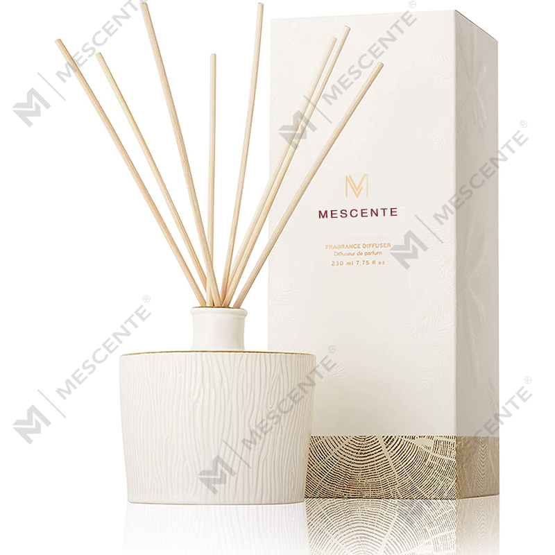 Coffrets cadeaux de diffuseur de roseaux aromatiques ronds en fibre de bois avec tige en verre de luxe M&Scent en gros