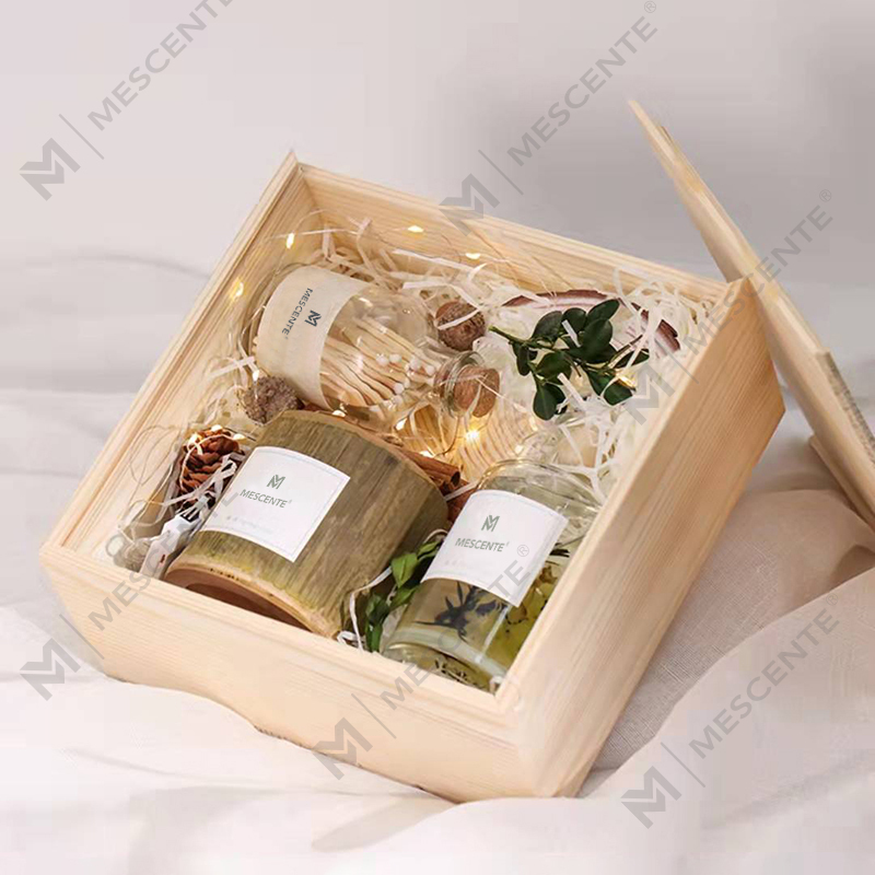 Bougies de luxe en bois M&Scent parfumées de marque privée avec boîte