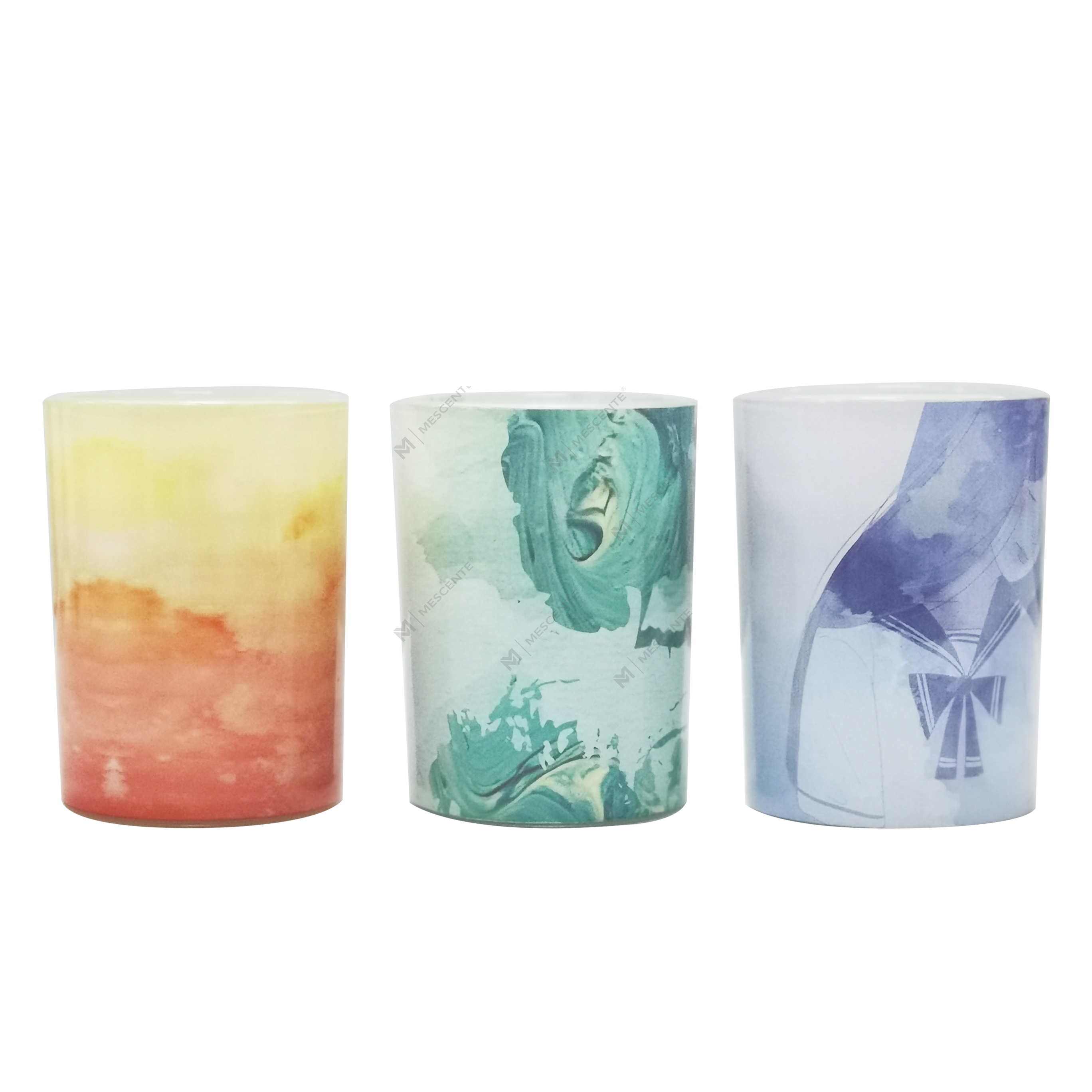 Bougie de palme en verre vert de marque privée M&Scent en gros,bougies spirituelles