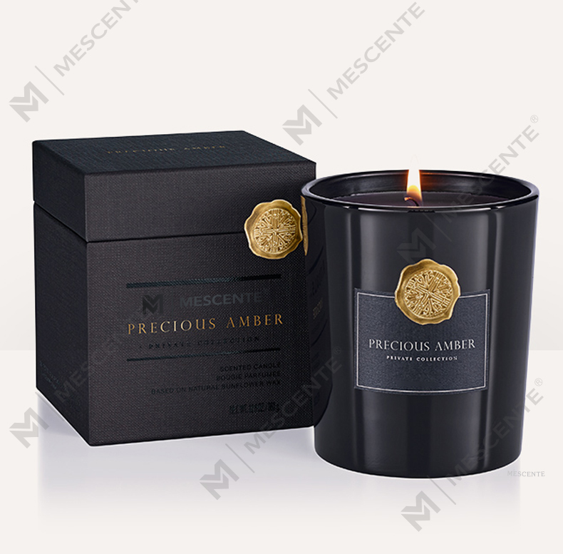 Bougie parfumée en cire de soja avec pots décoratifs en verre personnalisés de luxe M&Scent de marque privée