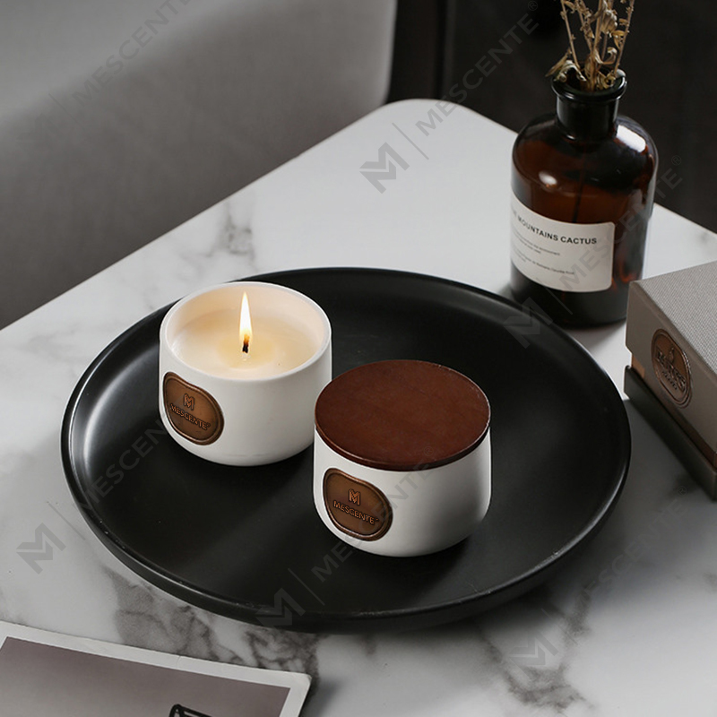 Coffrets cadeaux de bougies en cire de coco parfumée personnalisée en céramique de marque privée M&Scent