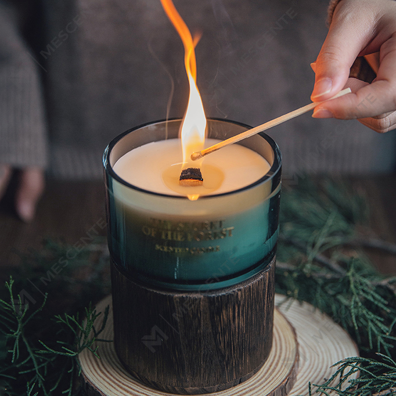 Bougie parfumée en cire de soja avec cristaux, pots en verre personnalisés M&Scent