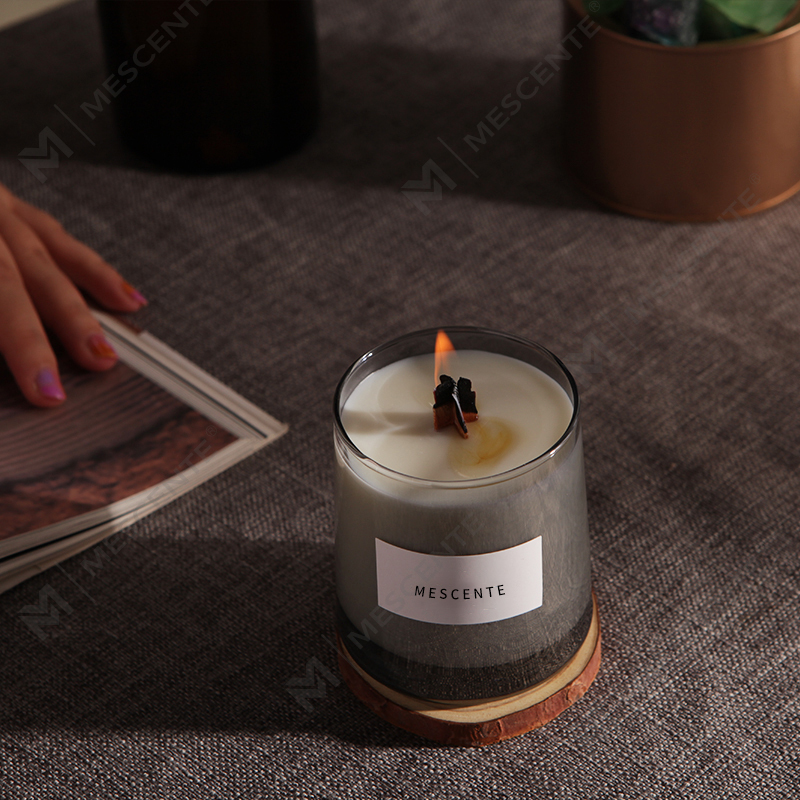 Bougie parfumée en cire de soja avec mèches en bois et cristal, pots en verre de luxe M&Scent, bougies de mariage