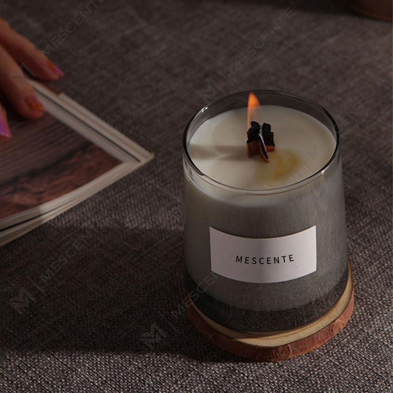 Bougie parfumée en cire de soja avec mèches en bois et cristal, pots en verre de luxe M&Scent, bougies de mariage