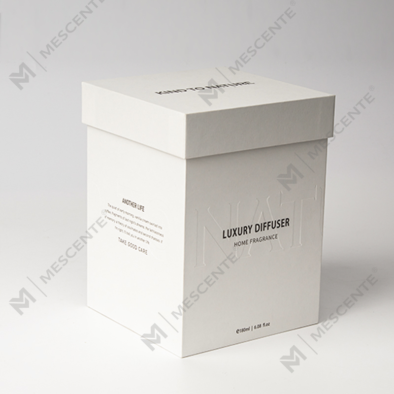 M&Scent Diffuseur à roseaux luxueux 200 ml, bouteille blanche personnalisée, bâtons en bois, avec boîte