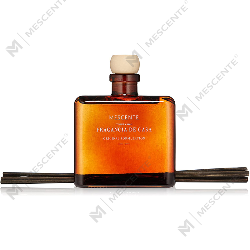 Diffuseur de roseaux liquide de luxe personnalisé M&Scent avec grande bouteille en verre or rose et fleur, marque privée, avec coffret cadeau