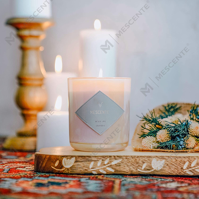 Bocaux à bougies vides en verre transparent givré avec couvercle et mèche blanche et noire