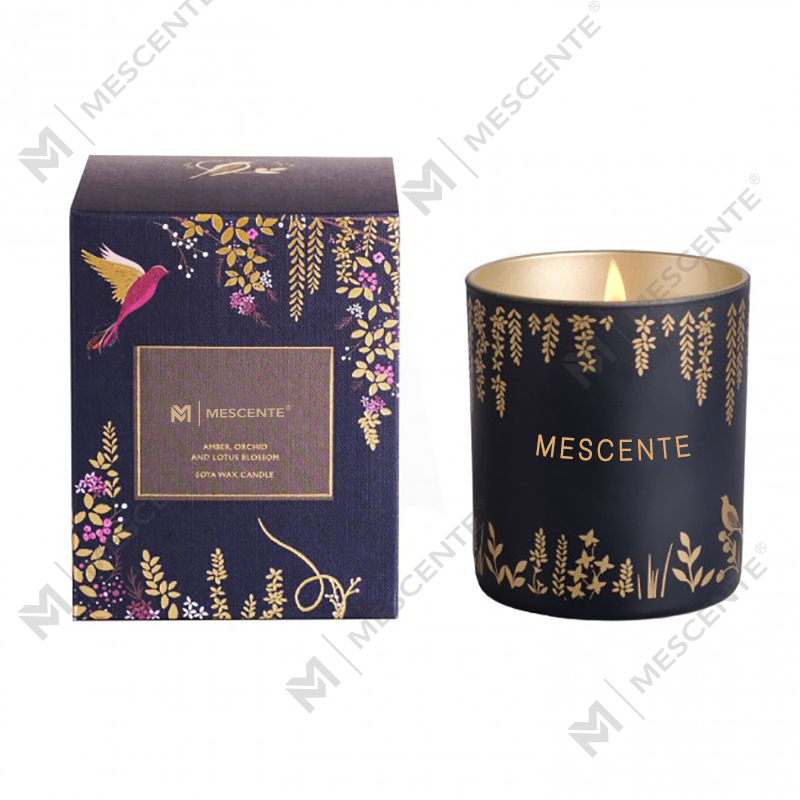 Bougies à mèche en bois noir personnalisées de marque privée, parfumées de luxe avec cristaux