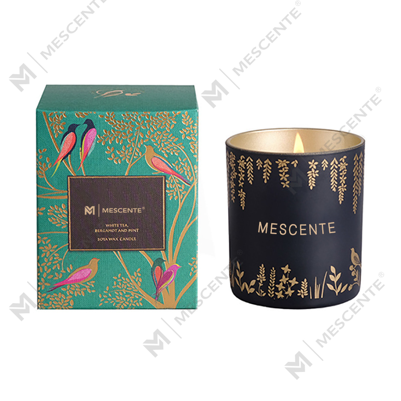 Bougies à mèche en bois noir personnalisées de marque privée, parfumées de luxe avec cristaux