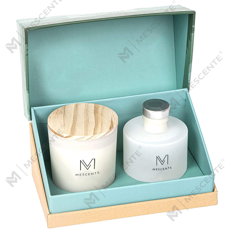 Coffret cadeau diffuseur de roseaux de bougies de soja parfumées à l'arôme et décoration d'automne de luxe M&Scent de marque privée