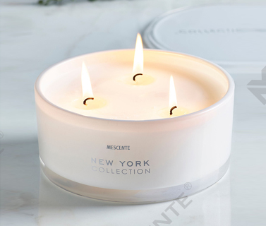 Bougie parfumée Mescente en gros, 3 mèches, 100 % cire de soja, pot en verre de marque privée