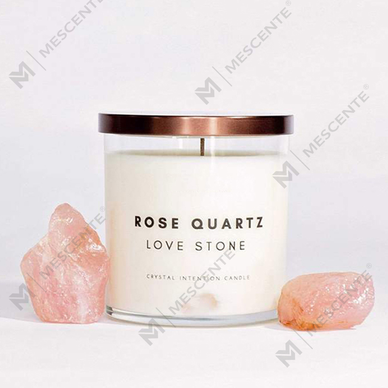 Nouvelles idées de produits M&Scente, bougies parfumées en cire de soja infusées de cristaux de guérison