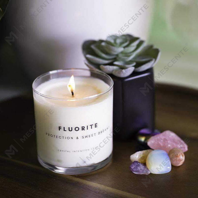 Nouvelles idées de produits M&Scente, bougies parfumées en cire de soja infusées de cristaux de guérison