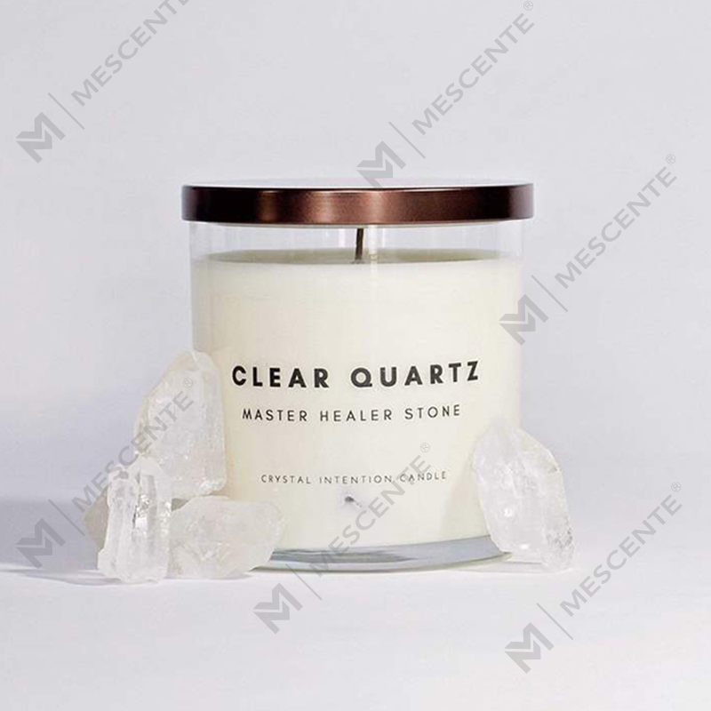 Nouvelles idées de produits M&Scente, bougies parfumées en cire de soja infusées de cristaux de guérison