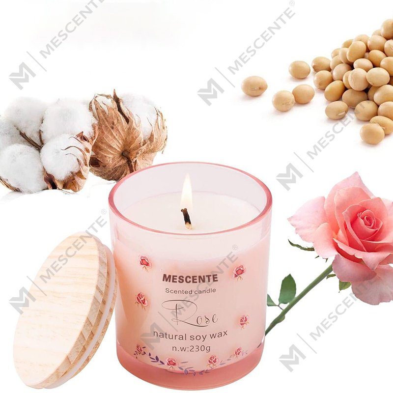 Bougie parfumée à la vanille avec pilier en céramique spirituelle et cristaux, support en verre de luxe fait main M&Scent