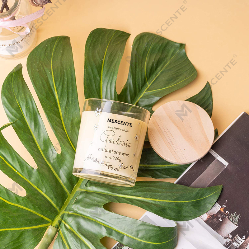 Bougie parfumée à la vanille avec pilier en céramique spirituelle et cristaux, support en verre de luxe fait main M&Scent