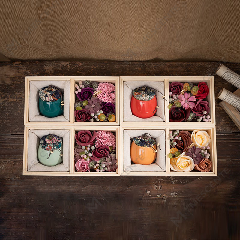 M&Scent Bougies en paraffine aromathérapie pilastres en céramique avec décoration luxe en gros