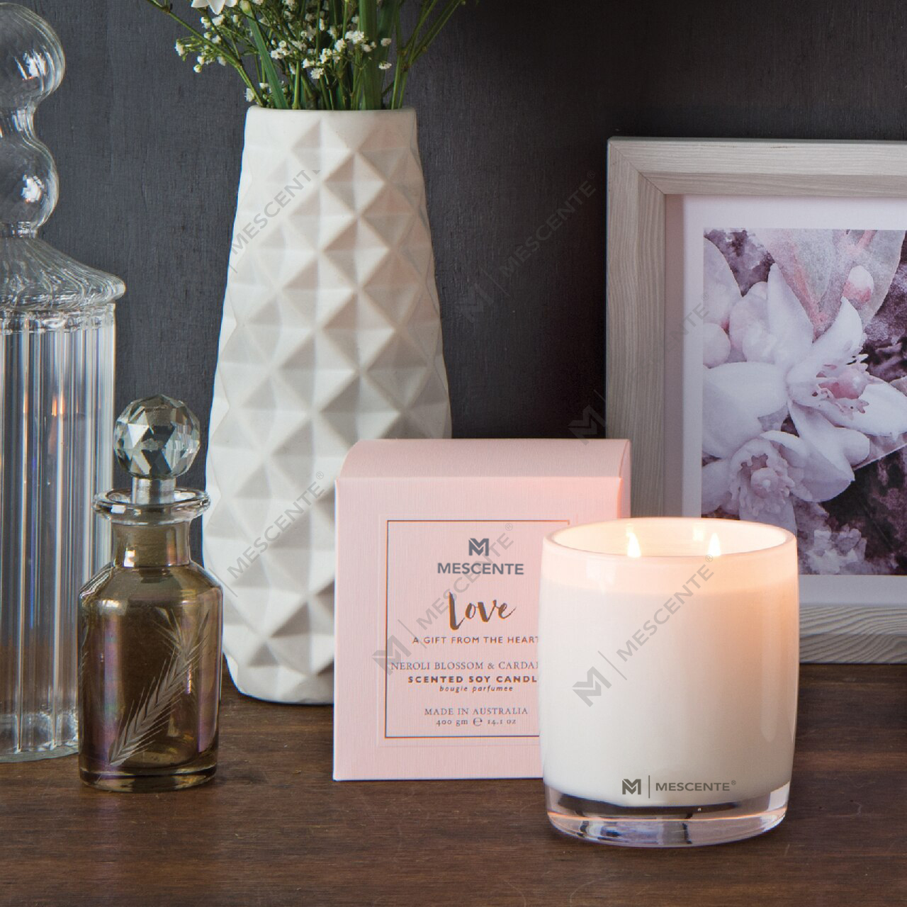 Coffret cadeau diffuseur de roseaux aromatiques M&Scent pour grande bouteille en verre Home Essentials avec bâtonnets en rotin