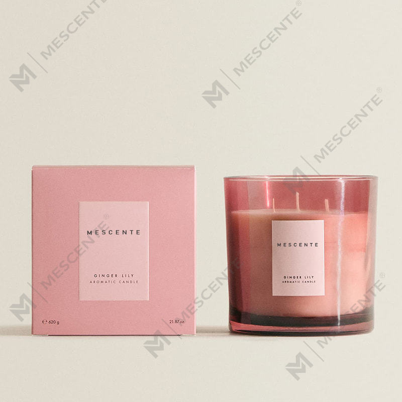 Bougies de soja de luxe personnalisées à 3 mèches M&Scent avec couvercle en bois A29273-1