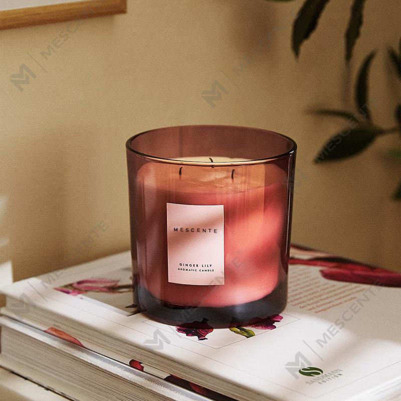 Bougies de soja de luxe personnalisées à 3 mèches M&Scent avec couvercle en bois A29273-1