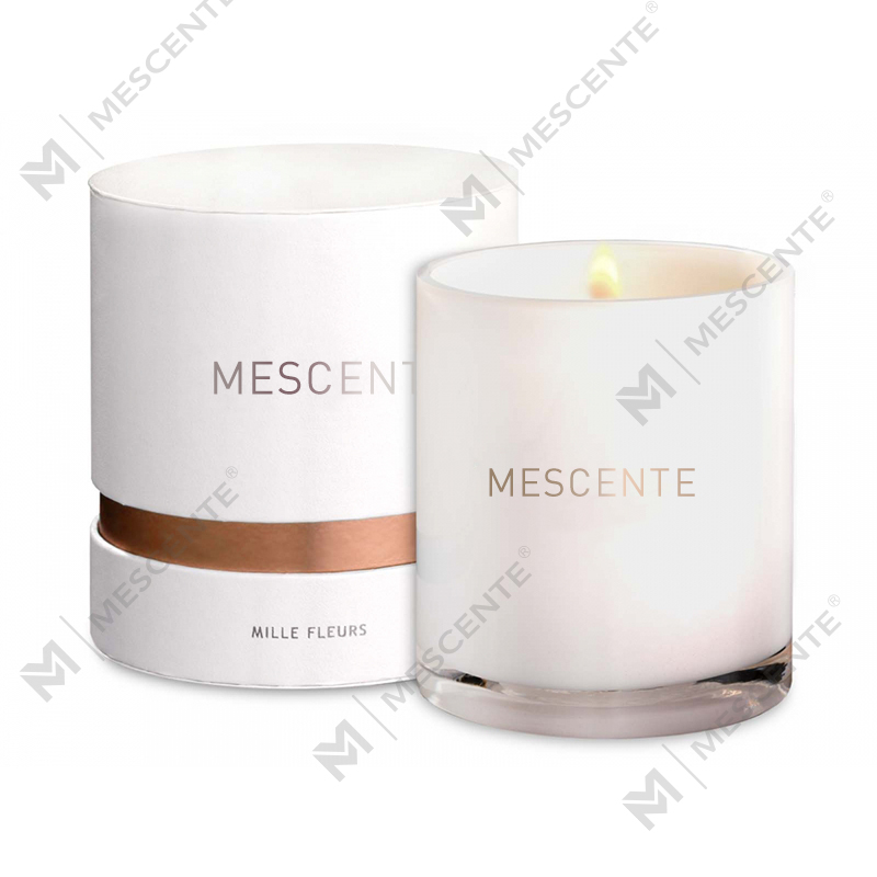Bougie parfumée de luxe en verre mat avec mèche, 100 heures, M&Scent, marque privée