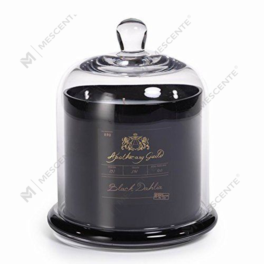 Bougeoir parfumé de luxe en verre avec couvercle bombé argenté Mescente