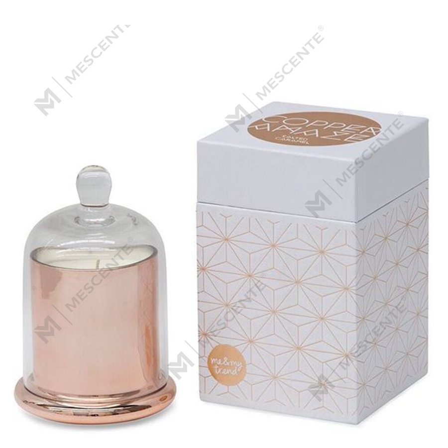 Bougeoir parfumé de luxe en verre avec couvercle bombé argenté Mescente