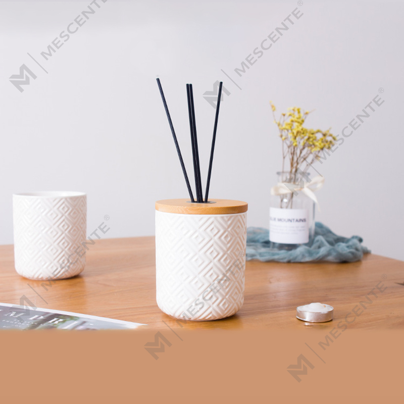 M&Scent Diffuseur à roseaux en verre décoratif et céramique ronde, 100 ml et 200 ml