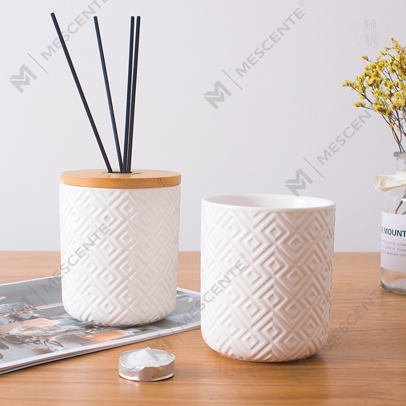 M&Scent Diffuseur à roseaux en verre décoratif et céramique ronde, 100 ml et 200 ml