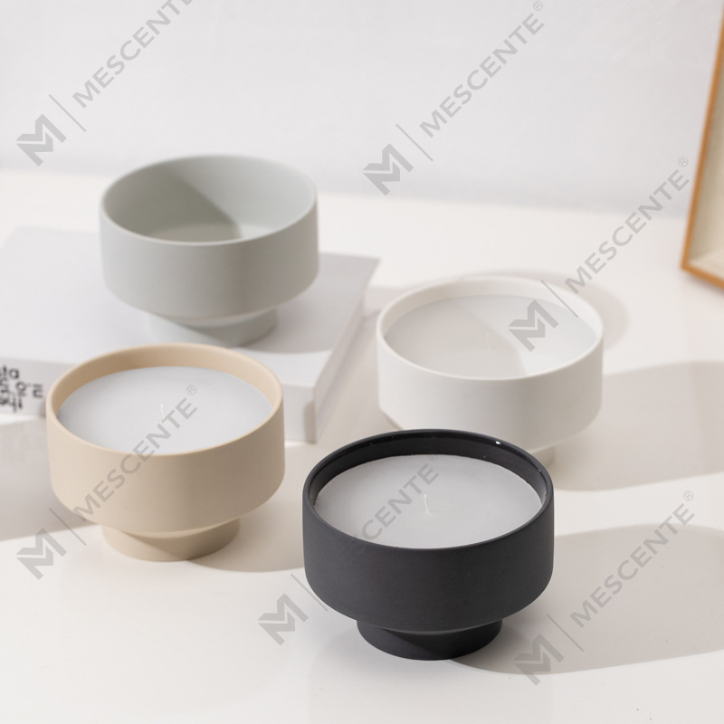 Grand pot à bougie de Noël moderne à 3 mèches, givré, avec couvercle en bambou, personnalisé, M&Scent