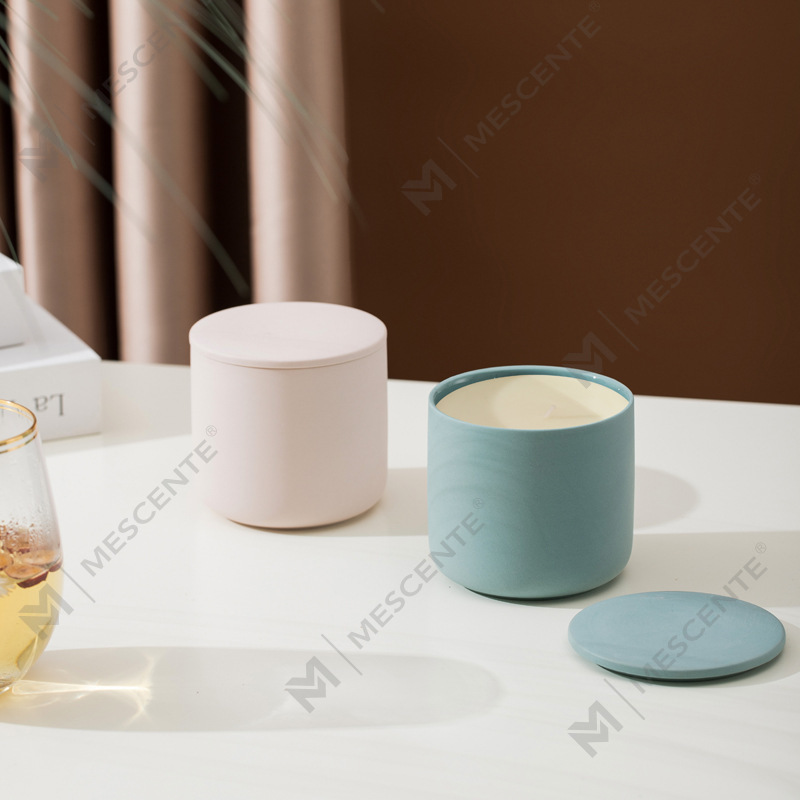 Grand pot à bougie de Noël givré blanc argenté personnalisé à 3 mèches avec couvercle en bambou