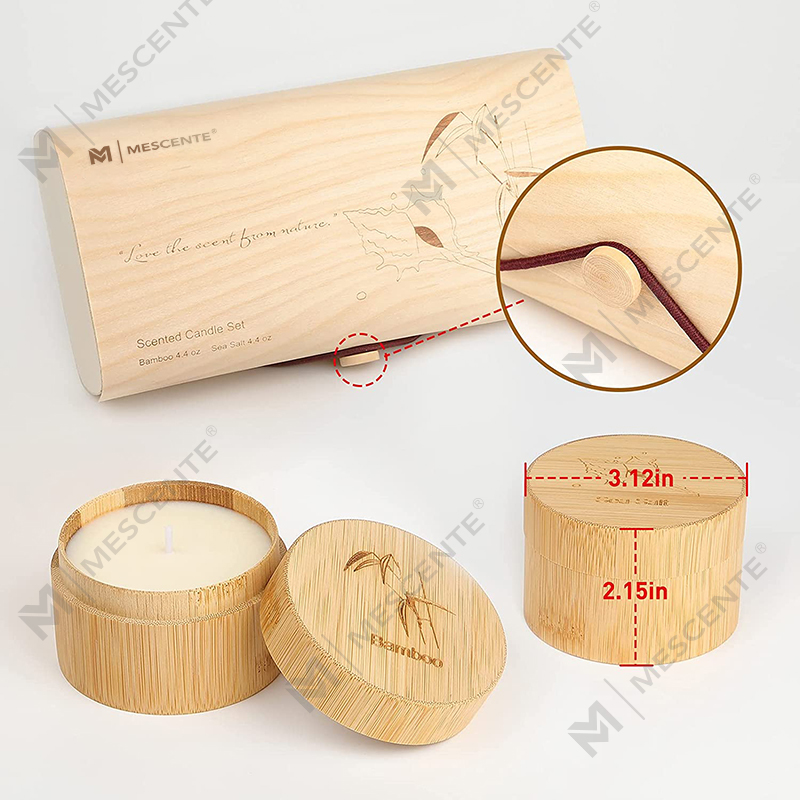 Bougies parfumées à la bambou et au sel marin pour la maison, ensemble de bougies en cire de soja biologique