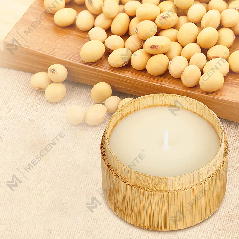 Bougies parfumées à la bambou et au sel marin pour la maison, ensemble de bougies en cire de soja biologique