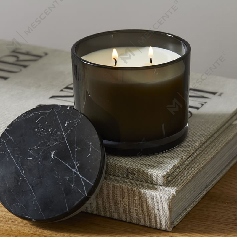 Bougie de luxe à couvercle en marbre Vitrina à 2 mèches, sans étiquette, à faible Moq, en gros