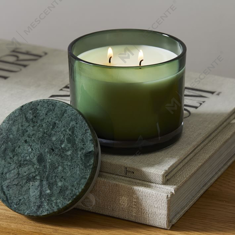 Bougie de luxe à couvercle en marbre Vitrina à 2 mèches, sans étiquette, à faible Moq, en gros