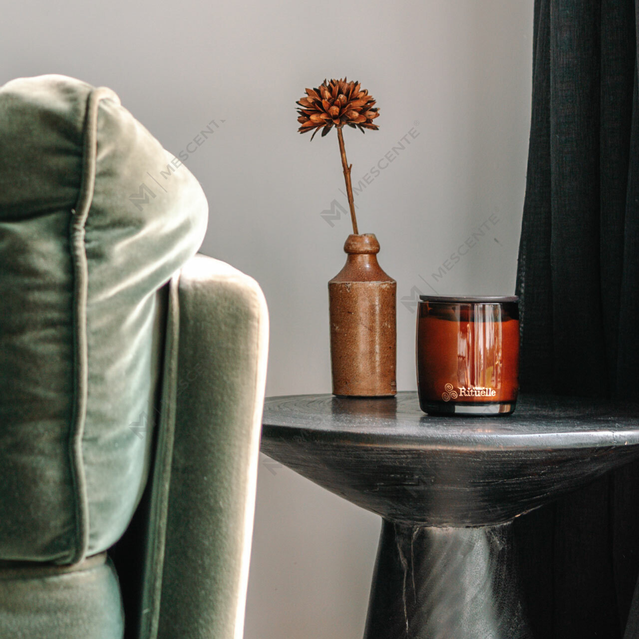 Bougie parfumée étoilée à la vanille de luxe de marque privée avec un film en bois