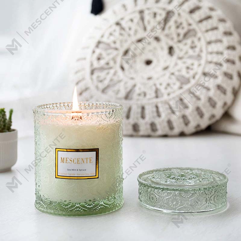 M&Scent Bougie de spa artisanale à la cire de soja, eucalyptus et menthe verte, parfum de fleurs séchées