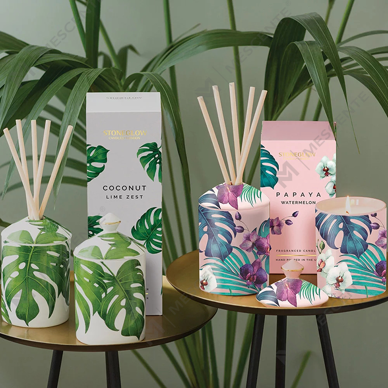 M&Scent Bougie en gobelet colorée au design spécial, thème Botaniques Urbaines, avec boîte pliable