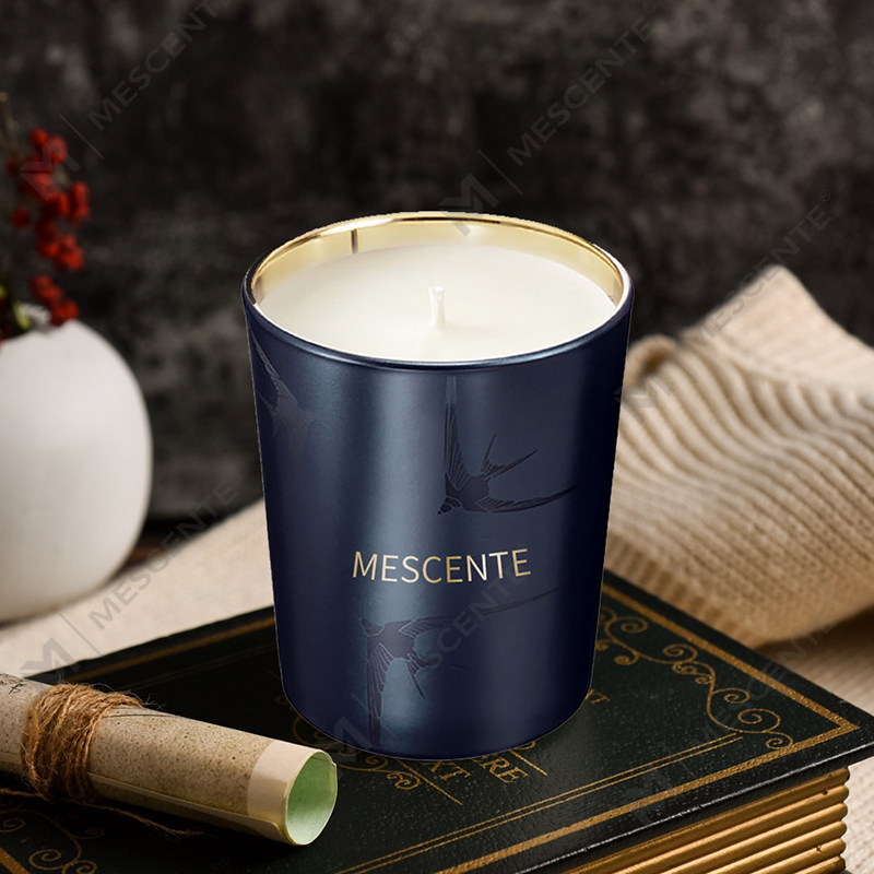 Bougie parfumée à la vanille avec pilier et support en verre de luxe fait main M&Scent