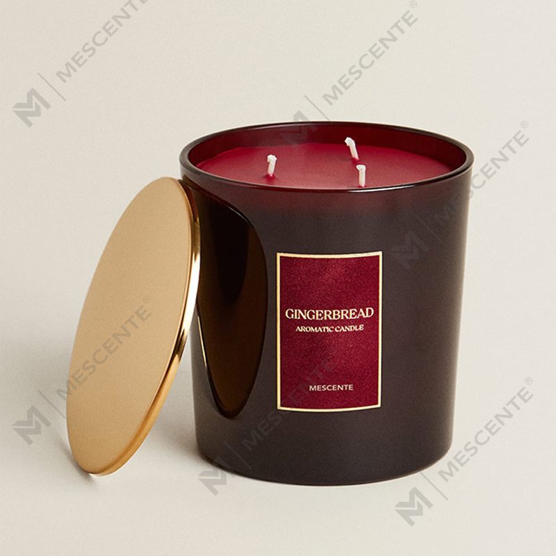 Bougies de luxe personnalisées M&Scent à 3 mèches, bougie parfumée en verre noir mat personnalisée de marque privée